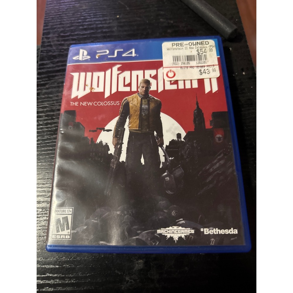 Bethesda Wolfenstein II The‎ New Colossus PS4 Sony PlayStation 4 Blue Case Good